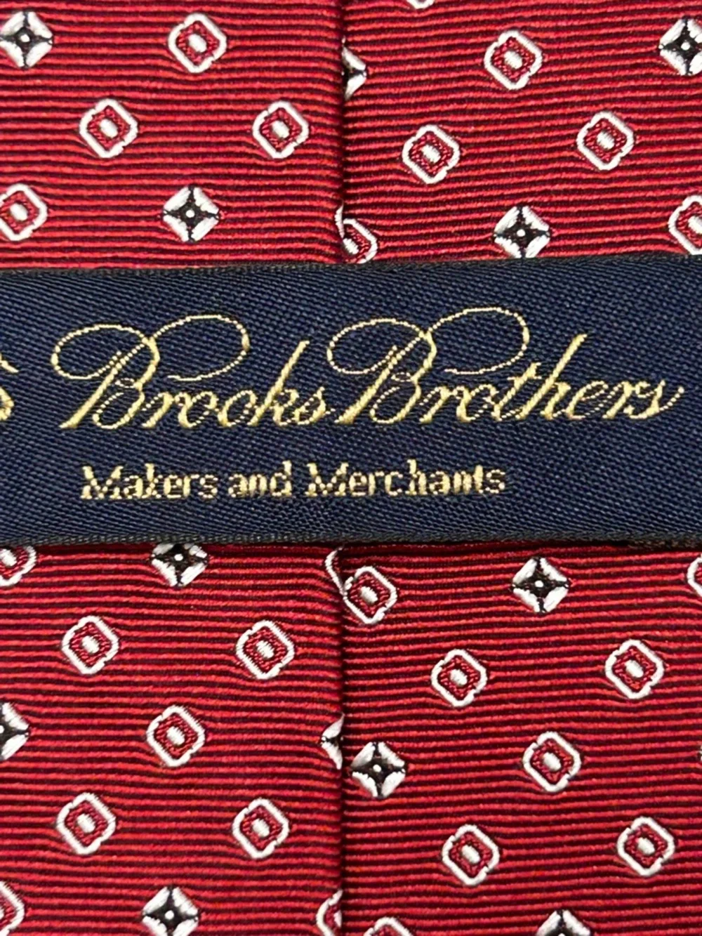 Brooks‎ Brothers Makers and Merchants Red White Diamond Tie Woven Italian Silk